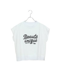 Liliane Burty ECLAT/【洗える】リブ使い裏毛ロゴプリントTシャツ/508378963