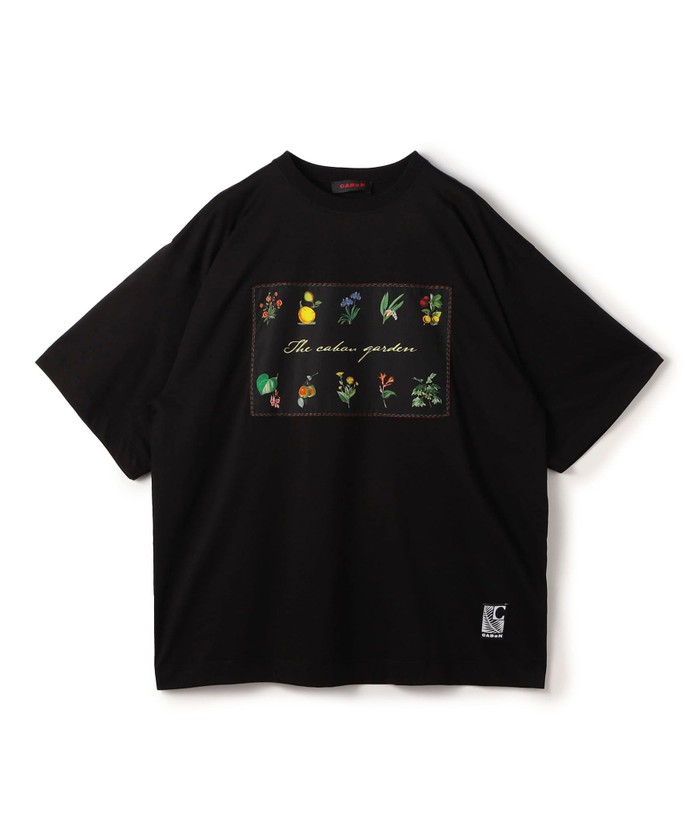 クーポン】CABaN スビンコットン GREEN SHOWERプリントTシャツ