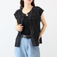 Aletta vita/アレッタ ヴィータ Aletta vita 刺繍チュールレースノーカラーベスト/508379232