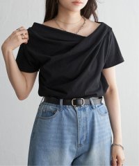 VENCE　EXCHANGE/綿天竺半袖ドレープTシャツ/508277755