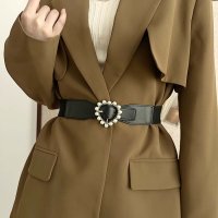 shoppinggo/ショッピングゴー shoppinggo ゴムベルト ハートモチーフ バックル付レディース 幅広 太ベルトバックル付 細見え ラクチン サッシュベルト 韓国風 フ/508380743
