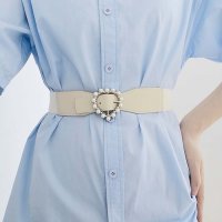 shoppinggo/ショッピングゴー shoppinggo ゴムベルト ハートモチーフ バックル付レディース 幅広 太ベルトバックル付 細見え ラクチン サッシュベルト 韓国風 フ/508380743