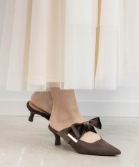 RANDA/ランダ RANDA ビッグベロアリボンミュールパンプス/508380952