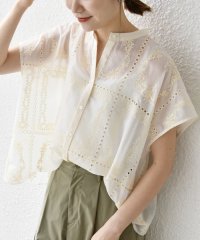 SHIPS any WOMEN/《追加予約》SHIPS any:〈手洗い可能〉エンブロイダリー レース シアー フレンチスリーブ シャツ/508381196