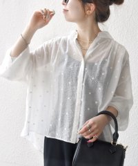 SHIPS any WOMEN/《予約》SHIPS any:〈手洗い可能〉シアー ドット レギュラーカラー パフ シャツ/508381201