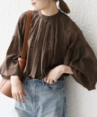 SHIPS any WOMEN/《予約》SHIPS any:〈手洗い可能〉シアー ドット スタンドカラー パフ ブラウス/508381202