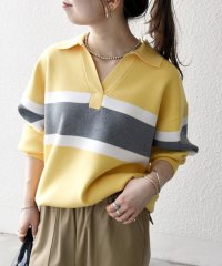 SHIPS any WOMEN/《予約》SHIPS any:〈手洗い可能〉配色 ライン スウェット ライク スキッパー ニット/508381215
