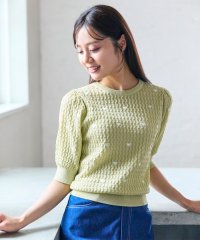 Feroux/【洗える】ハーフスリーブ ハート刺繍 ニット/508381231
