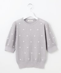 Feroux/【洗える】ハーフスリーブ ハート刺繍 ニット/508381231