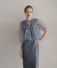 Leja/レジャ Leja ボリュームシアーフリルジャガードIラインドレスワンピース2点セット美脚効果結婚式 パーティードレス 成人式 二次会 同窓会 お呼ばれ オケージ/508381814