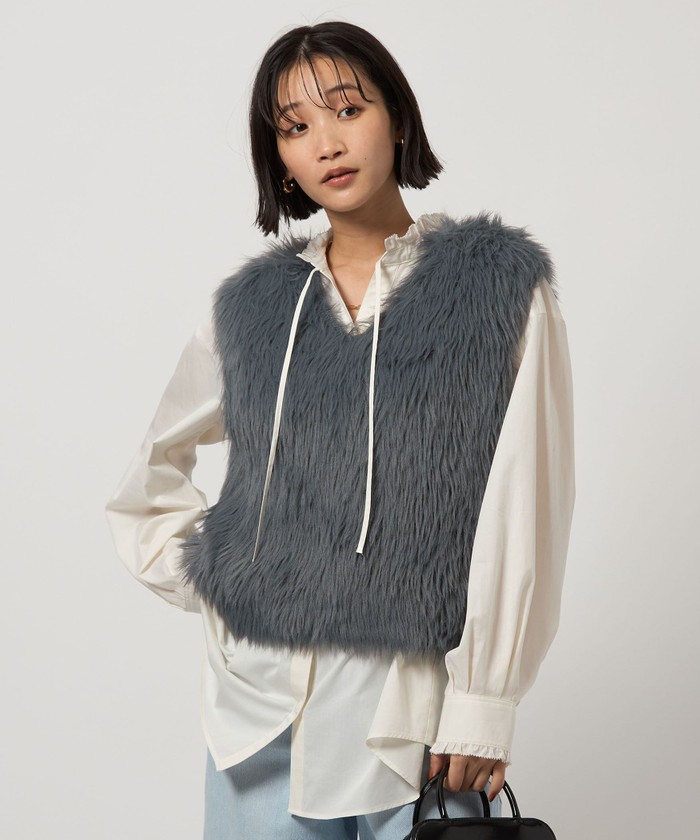 HELMUT LANG【関税送料込】ノースリーブリネンブレンドブレザー 洗える／ジレ】サイドスリット ロングニットジレ （ベスト