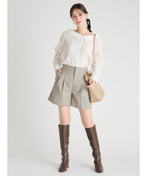 CELFORD タックショートパンツ　ダークグレイ セール】バリエーションタックショートパンツ（その他パンツ