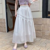 shoppinggo/ショッピングゴー shoppinggo Aラインスカート レディース かわいい Aライン マキシ丈 フレアスカート ロング ひざ下 フリル ハイウェスト ボトム/508382023
