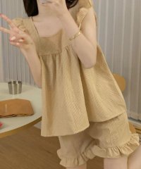 TeddyShop/テディショップ Teddyshop レディース 肩フリルチュニック風トップス+ショートパンツ ルームウェア上下2点セット/508382048
