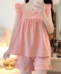TeddyShop/テディショップ Teddyshop レディース 肩フリルチュニック風トップス+ショートパンツ ルームウェア上下2点セット/508382048