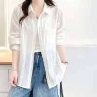 shoppinggo/ショッピングゴー shoppinggo シャツカーディガン 3Dフラワープリント 透け感 UV対策 シャツ 花柄 サマーカーディガン薄手夏カーディガン レディー/508382832