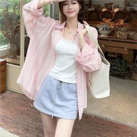 shoppinggo/ショッピングゴー shoppinggo シャツカーディガン 3Dフラワープリント 透け感 UV対策 シャツ 花柄 サマーカーディガン薄手夏カーディガン レディー/508382832