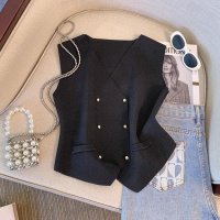 shoppinggo/ショッピングゴー shoppinggo ニットベスト レディース ベスト 前開き トップス 大きいサイズ レイヤード 無地 シンプル カジュアル 通勤通学 ゆっ/508382834