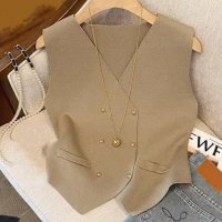 shoppinggo/ショッピングゴー shoppinggo ニットベスト レディース ベスト 前開き トップス 大きいサイズ レイヤード 無地 シンプル カジュアル 通勤通学 ゆっ/508382834