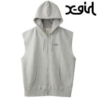 X-girl/エックスガール X－girl DISTRESSED CIRCLE LOGO ZIP UP SWEAT VEST BROWN [105253021009]/508383247