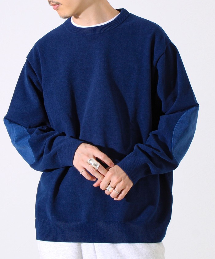 美品✨　BLUE BLUE ニットカーディガン　ショールカラー　エルボーパッチ BELLUNA カーディガン ふんわりカシミヤタッチニット