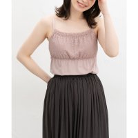 Honeys/ハニーズ Honeys シャーリングキャミソール トップス キャミソール UVカット 吸水速乾 レース 無地 レーヨン混 胸元ゴムシャーリング レディース/508011569