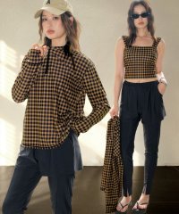 OSYAREVO/オシャレボ OSYAREVO 【ネット限定】【紫外線カット率99.9％以上】クォータージップ ラッシュガード 付き 体型カバー タンキニ 水着 セットアップ 5/508102487
