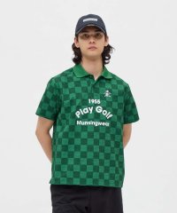 Munsingwear/マンシングウェア Munsingwear 吸汗速乾ストレッチチェッカーフラッグ総柄プリント半袖ポロシャツ/508372844