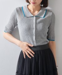 MAISON BREEZE reveur/メゾンブリーズレヴール MAISON BREEZE reveur 麻タッチ配色襟付きカーディガン DTK/508381934
