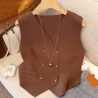 shoppinggo/ショッピングゴー shoppinggo ニットベスト レディース ベスト 前開き トップス 大きいサイズ レイヤード 無地 シンプル カジュアル 通勤通学 ゆっ/508382834