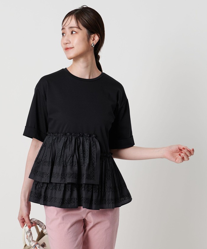 ユナイテッドアローズ　コンビプリーツtシャツ　ブラック UNITED ARROWS（ユナイテッドアローズ）の「コンビ プリーツ T