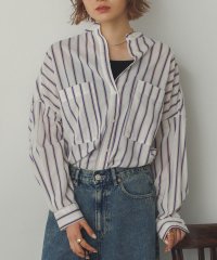 Noia/ノイア Noia マルチストライプ バンドカラーシャツ/508385340