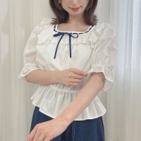 F.i.n.t/フィント F i.n.t 【洗える】コットンレース使いはしごリボンブラウス/508385398