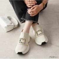 Lirio blanco/リリオブランコ Lirio blanco スニーカー ビジュー レディース ニットスニーカー スリッポンシューズ 25秋冬新作 きれいめ ダッドスニーカー メッ/508385956