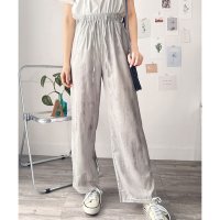 Amulet/アミュレット Amulet ニュアンス柄ストレートパンツ リラックスパンツ ゆったり ウエストゴム ロング丈 涼しい カジュアル お出かけ 散歩 普段着 ゆる /508386368