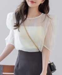 TeddyShop/テディショップ Teddyshop レディース 上品に肌を隠す。半袖シアーボリュームパワショルブラウス/508386554