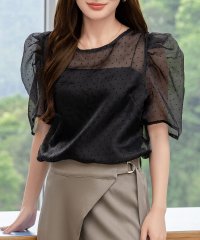 TeddyShop/テディショップ Teddyshop レディース 上品に肌を隠す。半袖シアーボリュームパワショルブラウス/508386554