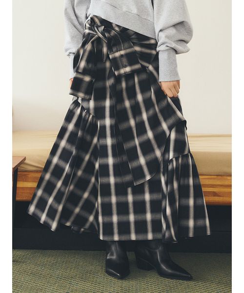 fur fur - えりか　ロゴプリント長袖Tシャツ×チェックスカート　FURFUR fur fur - えりか様専用 ロゴプリント長袖Tシャツ×チェック