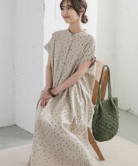 リネンレーヨンドットフレアワンピース