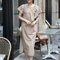 VIRINA/ヴィリーナ VIRINA 【２WAY・接触冷感・吸水速乾・アイロン不要・洗える】取り外し可能ぺプラム付/バタフライワンピース/508387485