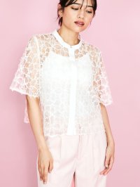 QUEENS COURT/クイーンズコート QUEENS COURT スパンコールチュールブラウス≪手洗い可能≫/508387944