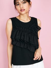 QUEENS COURT/クイーンズコート QUEENS COURT シフォンフリルノースリブラウス≪手洗い可能≫/508387946