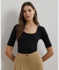 LAUREN RALPH LAUREN/リブニット コットンブレンド エルボースリーブ Tシャツ/508387955