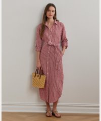 LAUREN RALPH LAUREN/ストライプ リネン ロールタブスリーブ シャツドレス/508387974