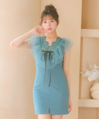 Tika/ティカ Tika キャバドレス レース ノースリーブ ボリュームチュールフリル リボン ストレッチ タイトミニドレス (Sサイズ～Lサイズ)/508388087