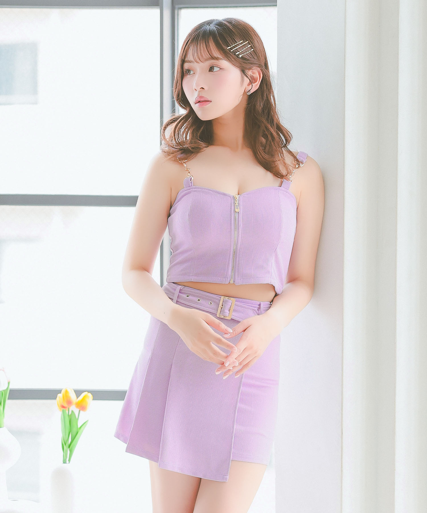 ティカ Tika キャバドレス キャミソール ジップ 谷間魅せ