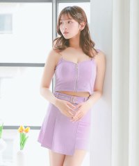 Tika/ティカ Tika キャバドレス キャミソール ジップ 谷間魅せ ストレッチ アシメプリーツ セットアップ ウエストベルト タイトミニドレス (Sサイズ～XLサイ/508388091