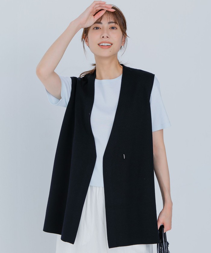 タグ付き未使用★23区 ロングジレ　2023年　ダブルフェイス　黒　サイズ38 タグ付き未使用☆23区 ロングジレ 2023年 ダブルフェイス 黒