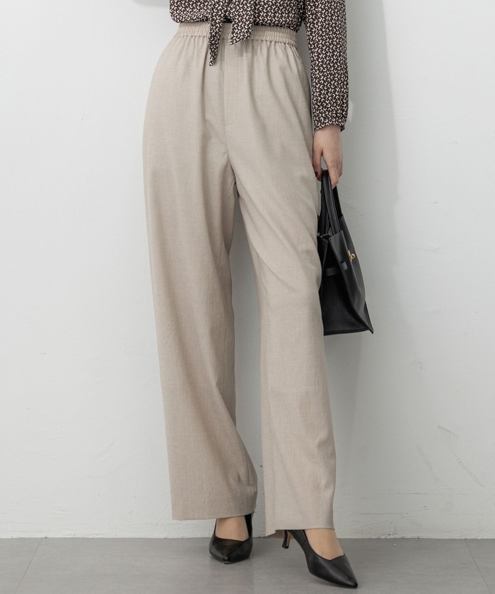 【rinorino】ELLIE タックアジャストパンツ GRAY Sサイズ 洗える】トリアセスラブストレッチ ワイド パンツ(508389493