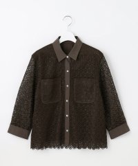 JIYU-KU(LARGE SIZE)/【ドラマ「明日はもっと いい日になる」着用】【SHIHOさん着用・洗える】ジオメトリックフラワーレースクロップド丈シャツ ブラウス/507981868
